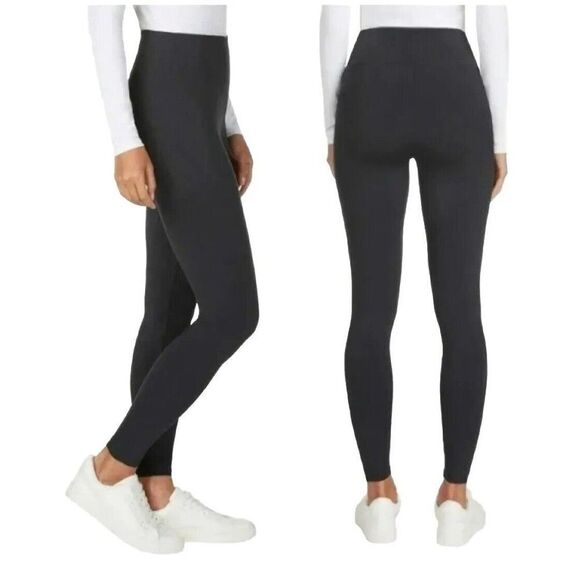 Matty M Women Active Soft Wide Band Live-in Legging Dark Charcoal Gray, Size L - Picture 3 of 6